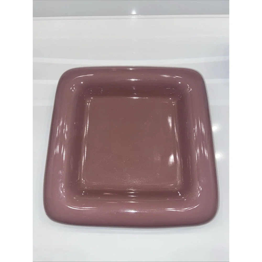 Haeger Pottery Square Rolled Edge Bowl Modern 2177 Rose Pink MCM 10.5